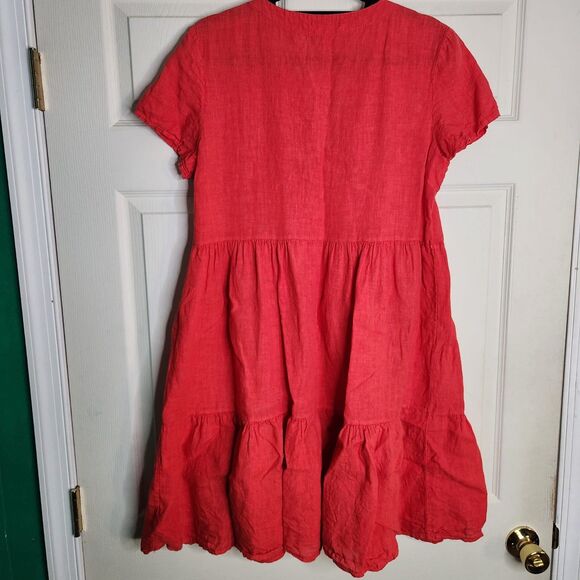 Francesca Bettini Linen Made in Italy Midi Tiered Dress Lightweight Boho Small - Picture 3 of 12